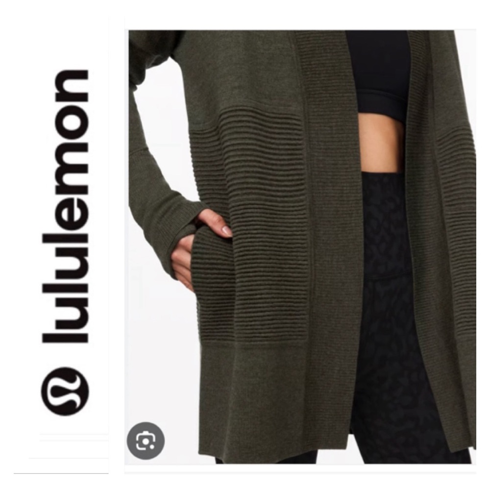 Lululemon Sit In Lotus Wrap Merino Wool Cardigan Sweater Women's Size 4 Green